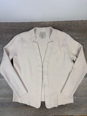 Sioni Cream Open Front Knit Cardigan Blazer Lightweight Neutral Size Small